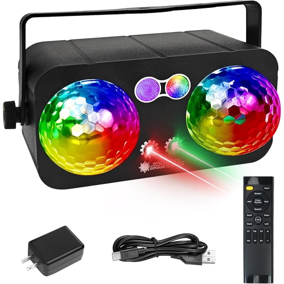 6 in 1 Party Lights Disco Ball Light Dj Disco Lights LED Stage Strobe Lights Projector Sound Activated with Remote for Dance PartiesParties Club Bar Holiday Christmas Gift Birthday Wedding Karaoke