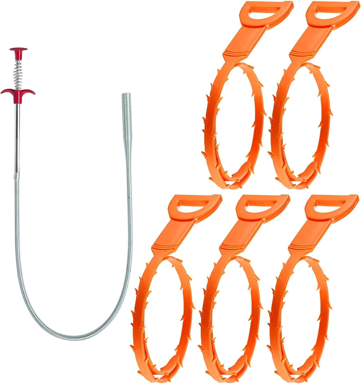 6 in 1 Sink Snake Drain, Drain Clog Remover Cleaning Tools, Plastic