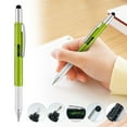 thumbnail image 1 of 6 in 1 Tech Tool Pen with Ruler, Level gauge, Ballpoint Pen, Stylus and 2 Screw Drivers, Multifunction Tool Pen Mens Gift Fit for Engineers and Technicians (Green), 1 of 9