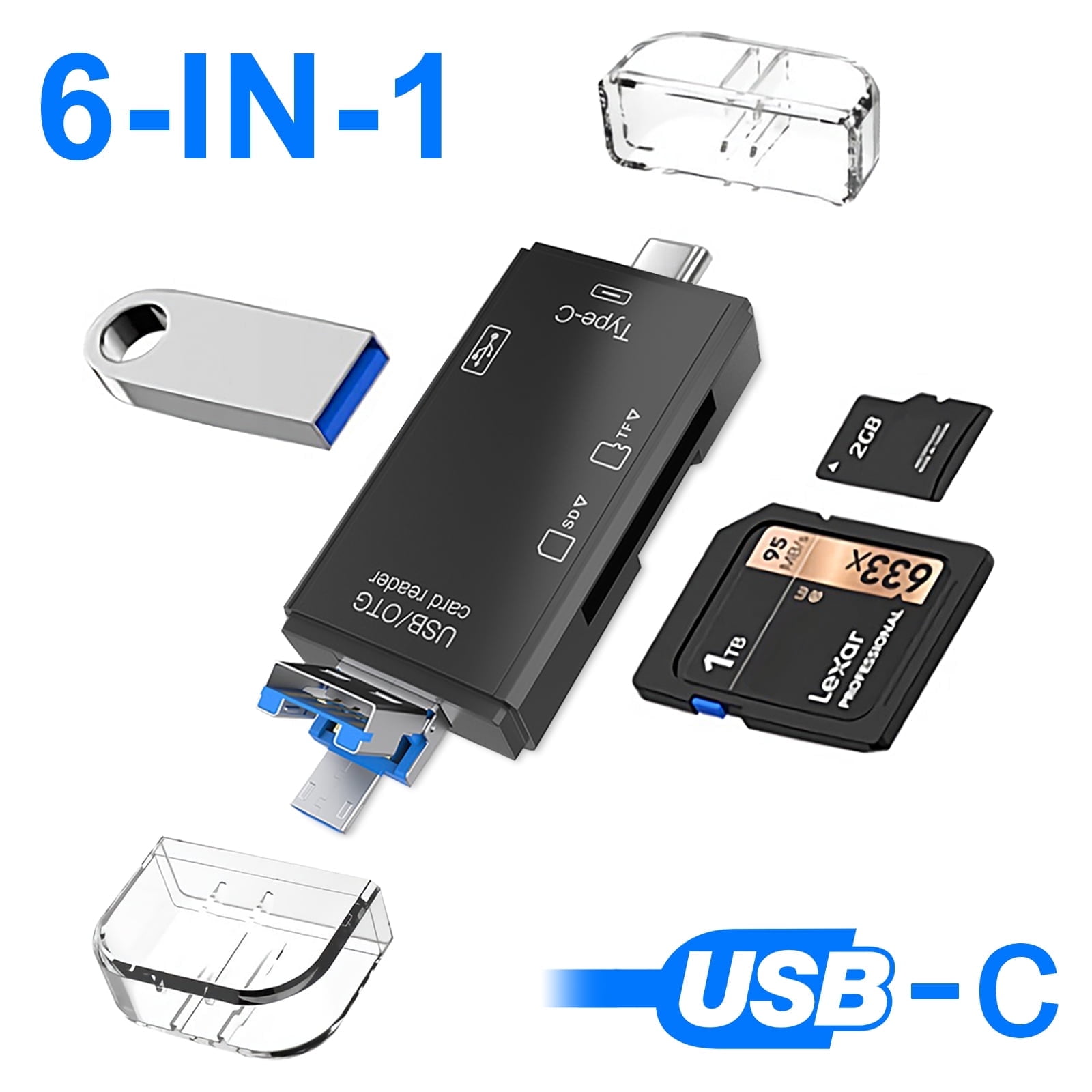 6 in 1 USB C SD Card Reader, EEEkit Portable Micro USB 3.0 Memory Card