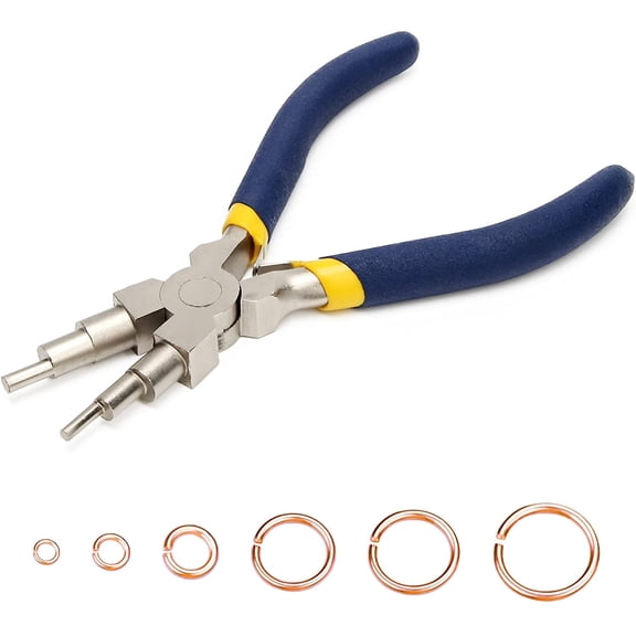 6 In 1 Wire Looping Pliers With Anti Slip Handle - Bail Making Pliers for Jewelry Making Wire Bending Tool for Bending 3-10mm Bails, Loops, Hooks, Jump Rings