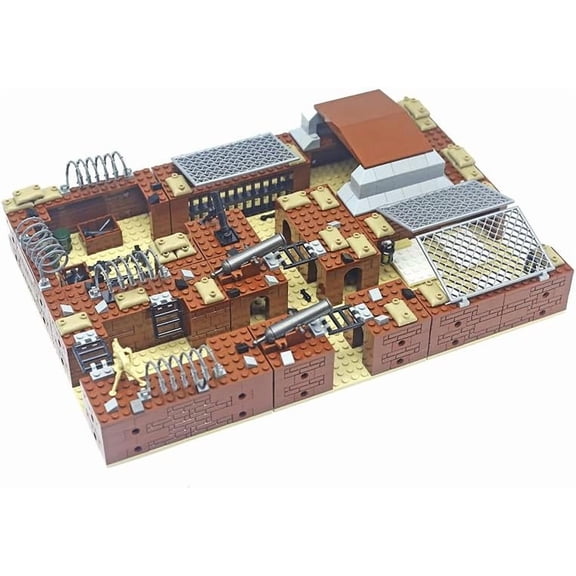 6 in 1 Ww2 Military Base Building Toys Set: 690 Piece Army Base with Fortresses,Anti-Aircraft Guns,Bunkers,Trenches,and Prison-Perfectly Recreating Ww2 Scenes,The Best Gift for Children