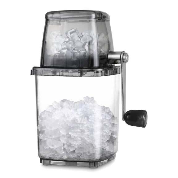 Manual Ice Crusher Hand Crank Shaved Ice Machine Crushed Ice Maker for Home Use Stainless Steel Blades Suction Base BPA Free 6.1x4.65x9.45in Aemutady