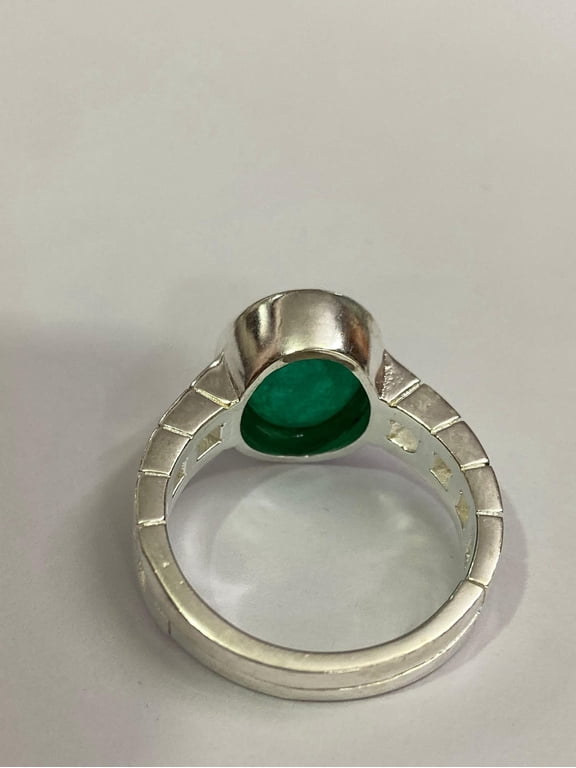 6.10 Carat Green Emerald Gemstone Ring for Women and Men Adjustable Unisex Ring