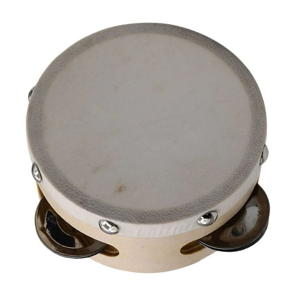6-10 Inch Hand Tambourine - Aluminum Alloy Frame with Wooden Drum & Lambskin Head - Musical Instrument for Kids - Includes Metal Jingles for Melodious Sound