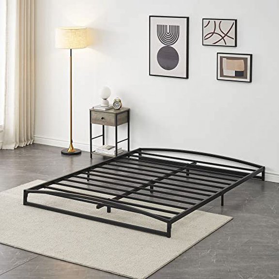 6/10 Inch Metal Platform Queen Size Bed Frame LowPro filewith Sturdy Steel Slats Support, Mattress Foundation, No Box Spring Needed, Easy Assembly