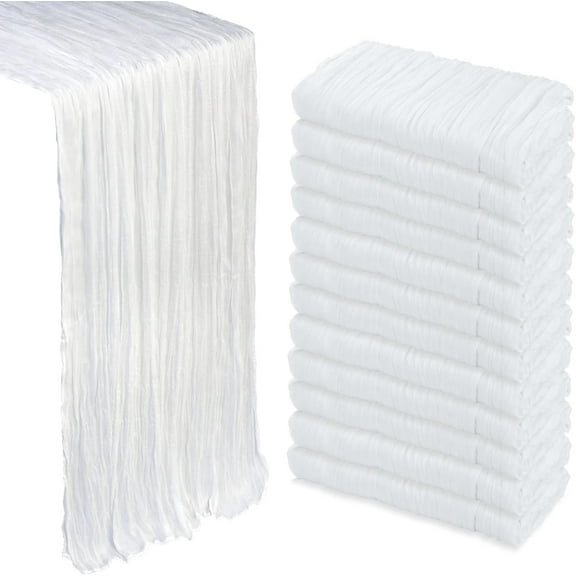 6/10 Pack Christmas Table Runner Red, 35x120 Inch Cheesecloth Table Runner, Boho Sheer Rustic Table Decor for Party Wedding Holiday Home Decorations