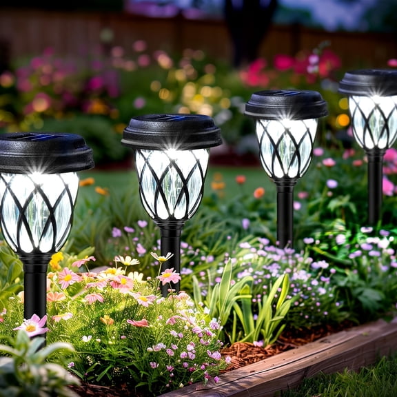 6/10pack Solar LED Garden Stake Lights - IP44, Cross Grid Creative Design, Durable Polypropylene Material, Easy to Install, Suitable for Garden, Yard, Patio, Outdoor And Landscape Lighting