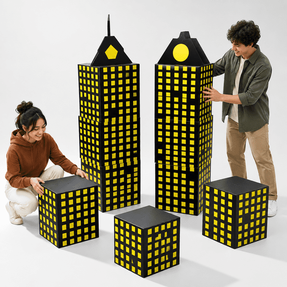 6 11" Bright Color Black and Yellow Skyscraper Party Gift Boxes