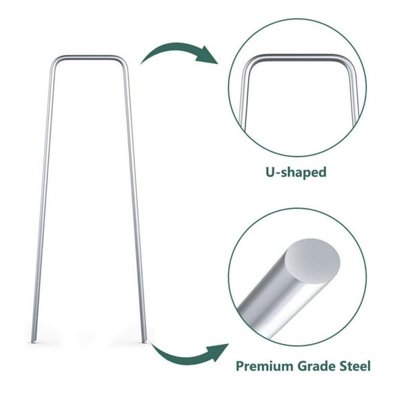 6" 11 Gauge Galvanized Landscape Staple Metal Anti-Rust Fence Stakes U-Shaped Pins and Landscaping Staples for Sod Anchoring Landscape Fabric Irrigation Tubing(100 PCS)