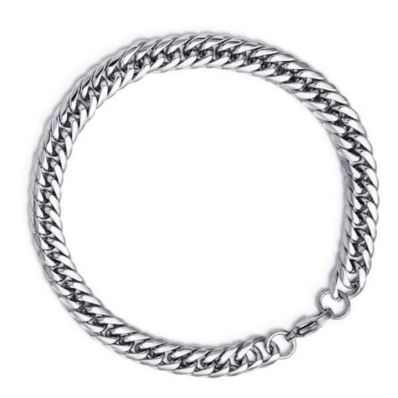 6”-11” Stainless Steel Cuban Double Chain Bracelet Men Women 3/5/7/9Mm Lobster