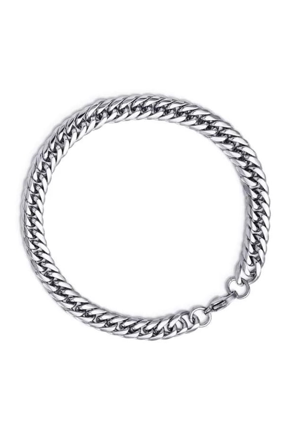 6”-11” Stainless Steel Cuban Double Chain Bracelet Men Women 3/5/7/9Mm Lobster