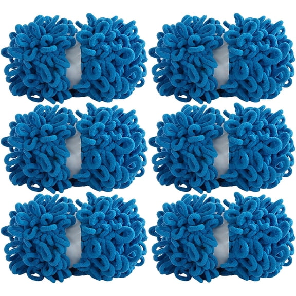 6/12/18/30 Skein Bulky Loop Yarn for Finger Knitting Soft,Off The Hook Loop Yarn,No-Needle Craft Chenille Yarn for Crocheting,Royal Blue Hand-Knitting Yarn