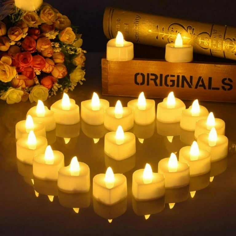6/12/18 Pieces Heart Shape LED Tealight Candles Love LED Candles for  Valentine's Day Wedding Table Party Decor 