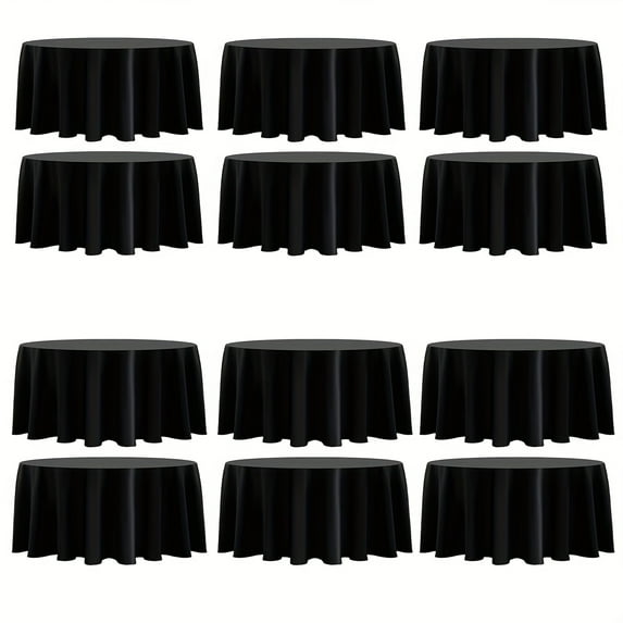 6/12/18pcs 120 Inch (Approx 305cm) Round Tablecloth Polyester Tablecloth, & Wrinkle Polyester Dining Table Cover for Kitchen, Dinner, Party, Wedding, Rectangular Tabletop, Self Decoration