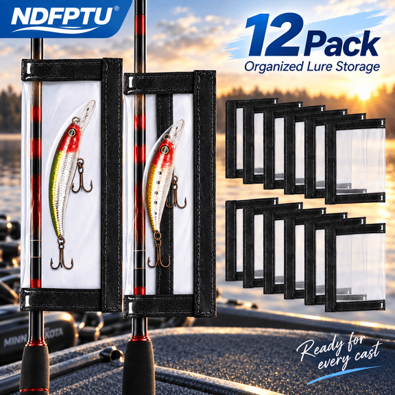 6/12/24 Pack Fishing Hook Covers Clear Fishing Lure Wraps Thick PVC Lure Protectors with Hook and Loop Closure for Crankbaits Jigs Hooks Fishing Tackle Storage
