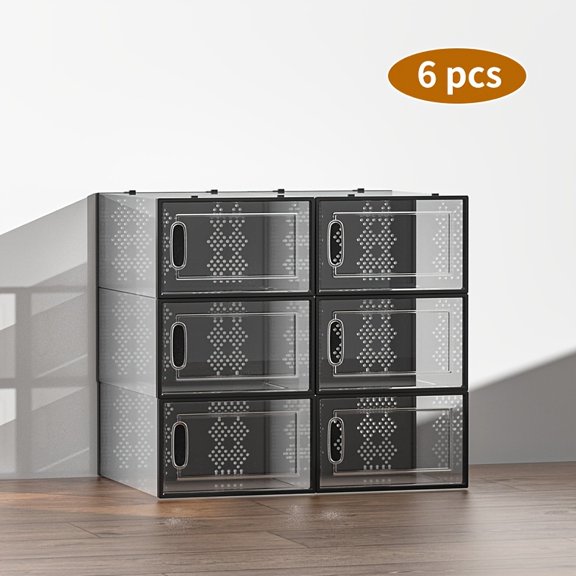 6/12/24 Pack Thick Clear Plastic Shoe Storage Boxes With Lids, Foldable Stackable Combined Sneaker Organizer Bins, Space Saving Shoe Rack Container For Entryway Bedroom Dorm Home Decor