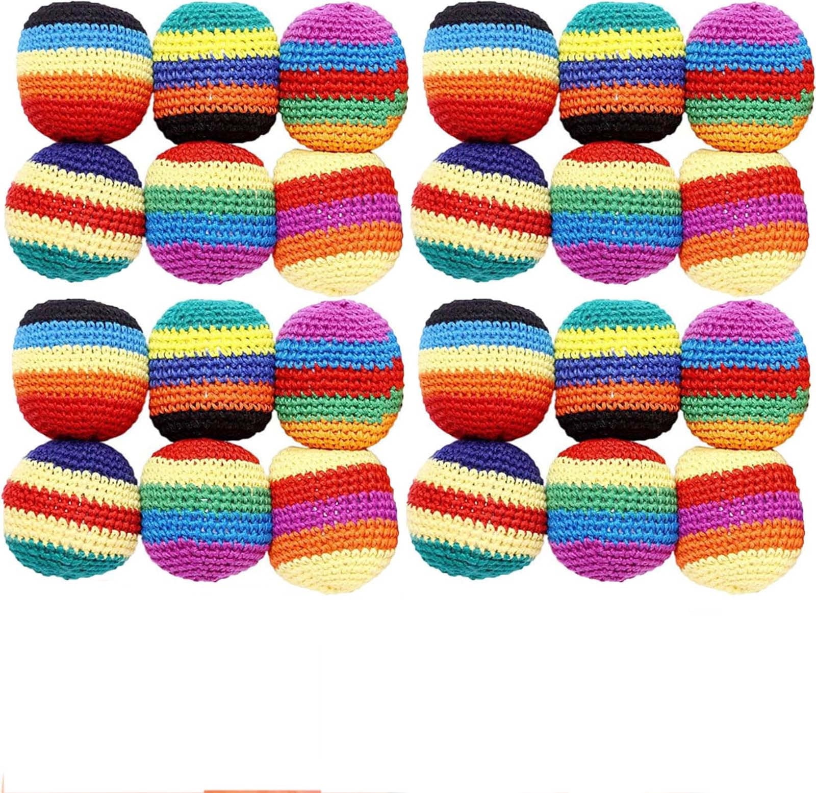 6/12/24 Pcs Handwoven Knitted Football Bags Set, 2" Colorful Crochet Kick Beanbags, Juggling Sandbags for Women Men Outdoor Party Game Use