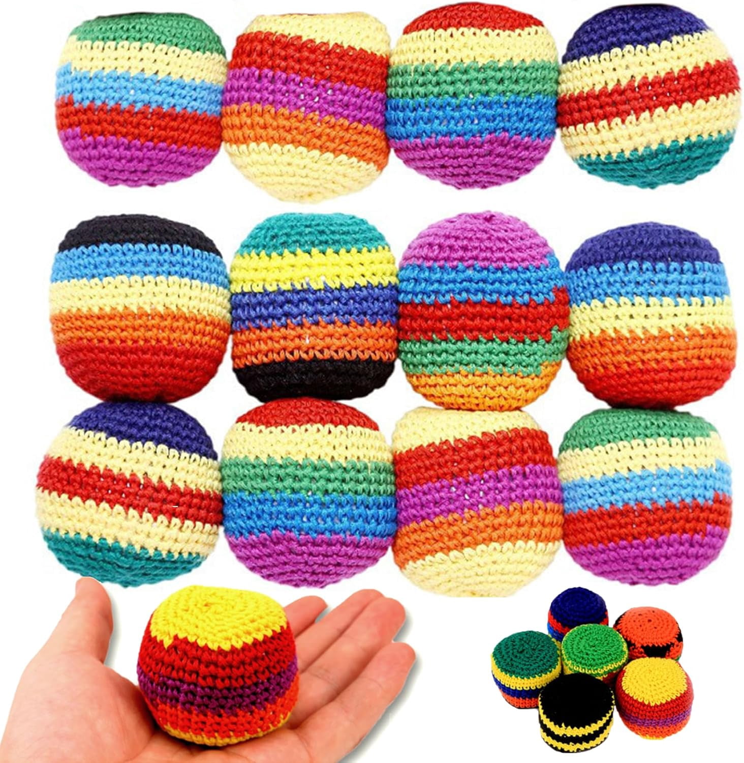 6/12/24PCS Hand-Made Knitted Footbag Sack, 2026 Upgraded Assorted Foot ...