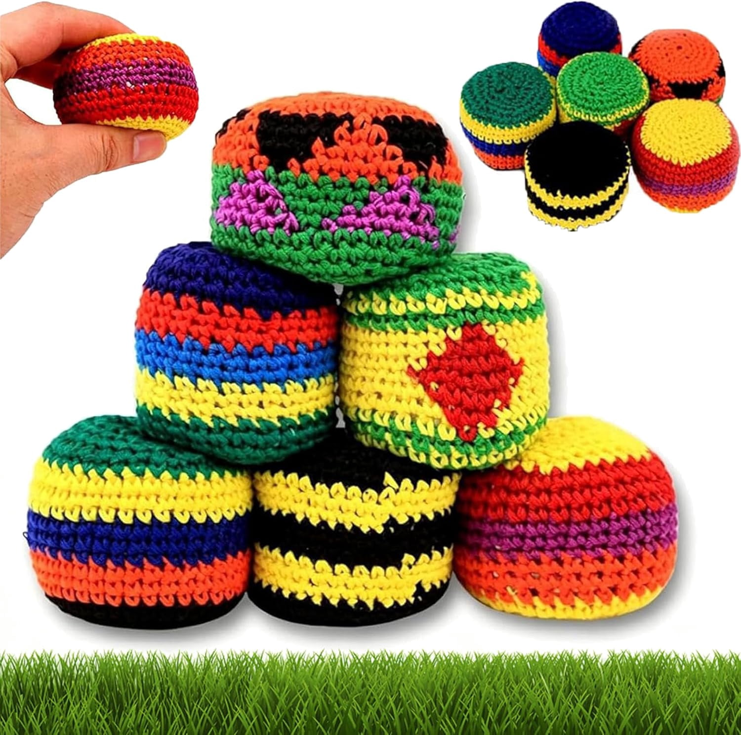 6/12/24PCS Knitted Hacky Sack Set, Hacky Sack Knitted Footbags, Crochet ...