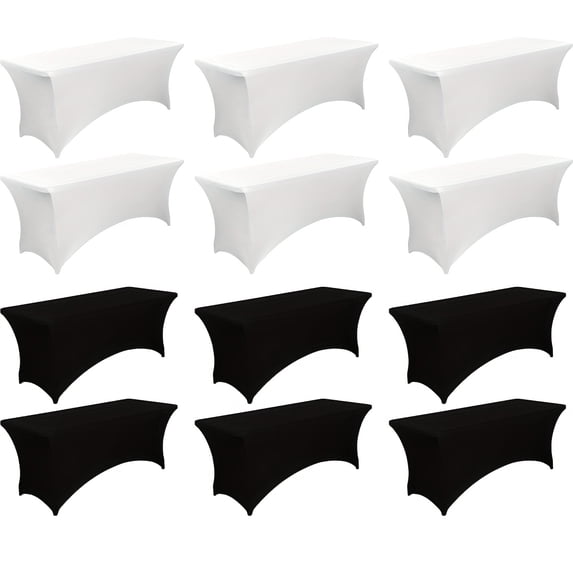 6/12/24pcs 6 Foot Stretch Black Stretch Tablecloth For Standard Folding ...