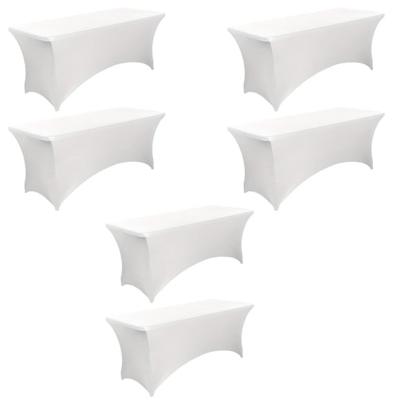 6/12/24pcs 6 Foot Stretch Black Stretch Tablecloth For Standard Folding Tables - Universal Rectangular Tablecloth Protector For Weddings, Trade Shows, Supplier Booths