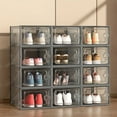 thumbnail image 1 of 6/12/24pcs Clear Stackable Shoe Boxes w/Lid, Foldable Sneaker Storage Organizer for Entryway, Bedroom, Home, Dorm, 1 of 14