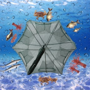 6/12 Holes Automatic Fishing Net Shrimp Cage Nylon Foldable Crab Fish Trap Cast , Crab Minnow Crawdad Cage, Fishing Trap Net