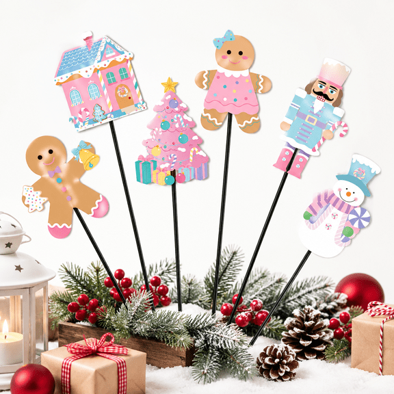 6 12 Inch Pastelmas Gingerbread Man Metal Yard Stakes