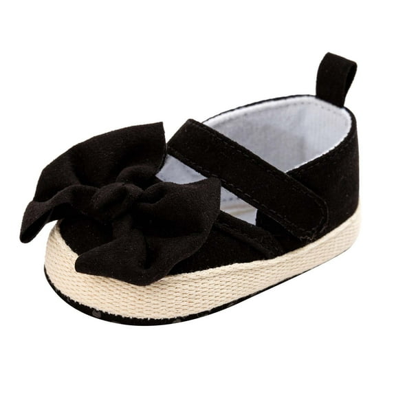 6-12 Months Baby Girls Soft Princess Dress Flats Shoes Infant Wedding Mary Jane Anti-Slip First Walker Newborn Shoe Sneaker Shoes Black