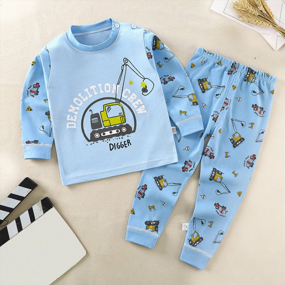 6-12 Months Girls Long Sleeve Pajama Set Pajamas for Baby Girls Pajamas Set Soft Toddler Sleepwear Kids Clothes Suit Baby Clothes,Sky Blue