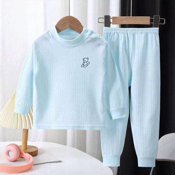 6-12 Months Girls Long Sleeve Pajama Set Toddler Girls Little Girls Fall Clothes Toddler Outfit Girl Sweatshirt Shirt Pants Winter Outfit Toddler Girl Outfit For 1t 2t 3t 4t 5t 6t,Sky Blue