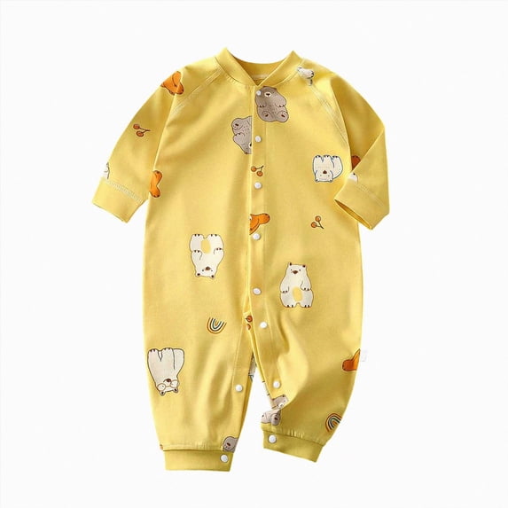 6-12 Months Infant Jumpsuit Boy Baby Coat Long Sleeved Shirt For Outdoor Use Baby Jacket Clothing Suit Newborn Fall Winter Gift Clothes,Yellow Jumpsuit Sleep & Play One-Piece Bodysuit