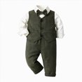 thumbnail image 1 of 6-12 Months Infant Newborn Boy Clothes Set 3Pcs Long Sleeve Stripe Shirt Vest Tops Pants 3Pcs Kids Gentleman Bowtie Set Outfits 9 12 18 24 Months 2T 3T 4T 5T Toddler Fall Winter Outfit,Blue, 1 of 4