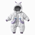 thumbnail image 1 of 6-12 Months Newborn Baby Winter Hooded Snowsuit Deer Ear Padded Romper Infant Zipper Warm Jumpsuit Outfit, 1 of 7