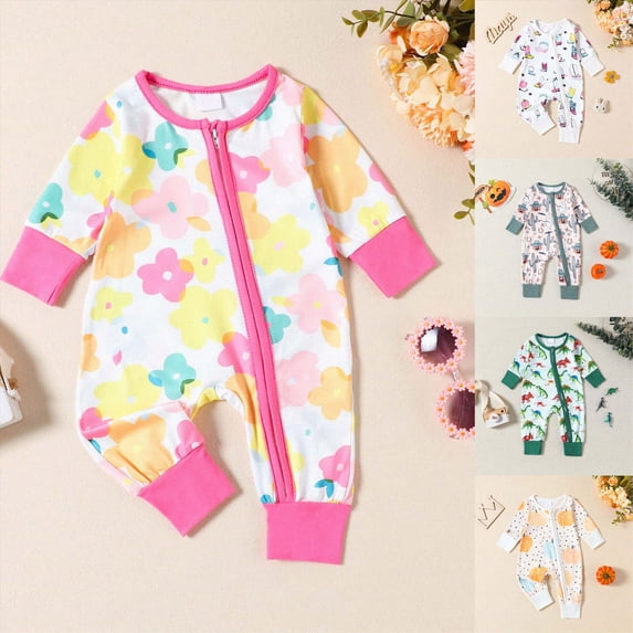 6-12 Months Newborn Bodysuit Baby Girls And Boys Bodysuits Long Sleeve Sleeper Jumpsuit Orange Newborn Gift