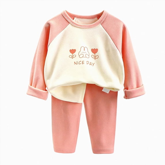 6-12 Months Newborn Girl Sweatshirt Pullover Top and Jogger Pants Set 2 Piece Fall Winter School Outfits 6-12 Months 12-24 Months 2T 3T 4T 5T 6T 7T 8T 9T Children,Pink Outfit