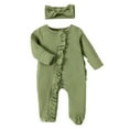 thumbnail image 1 of 6-12 Months Outfits Baby Girl Baby Girl Outfits 0-3 Months Baby Girl Fall Winter Outfits Clothes Knit Jumpsuit Ruffle Romper Coming Home Outfit for Baby Girl Green, 1 of 6