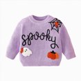 thumbnail image 1 of 6-12 Months Toddler Girls "Spooky" Ghost Pumpkin Embroidered Knit Sweater,Halloween Pullover, 1 of 9
