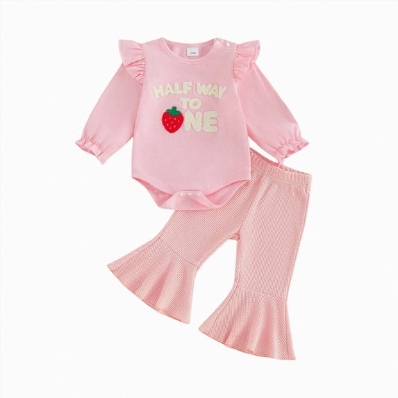 6-12 Months Toddler Kids Girls Clothes Ruffled Tops and Pants with Pockets Clothing Sets 2 Piece Outfits Set Children's Gift Set Girls Pink Tracksuit