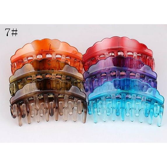 6 Pack Women Plastic Hair Claws Hair Clips Jumbo Various Styles Tortoise