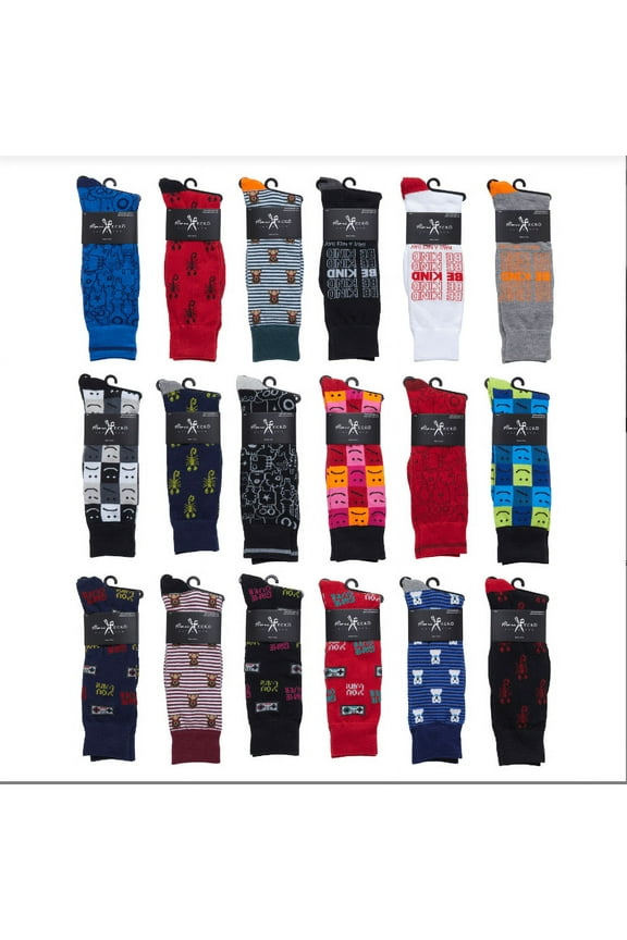 6-12 Packs Marc Echo Men's Patterned Cotton Dress Casual Sock-Assorted Color (Style 1, 6 Pack)