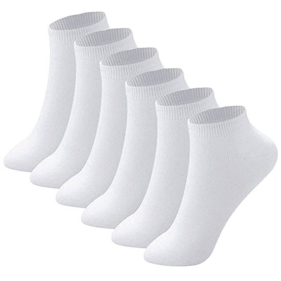6-12 Pairs Men's Comfort Cotton Basic Ankle Athletic or Casual Ankle Socks 10-13 (White, 12 Pack)