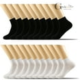 thumbnail image 1 of 6 12 Pairs Mens Women Black White Cotton Sports Low Cut Ankle Quarter Thin Socks, 1 of 2