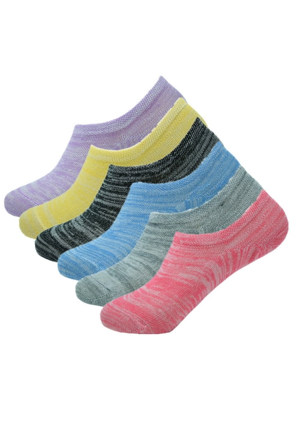 6-12 Pairs Women's Ankle Boat Liner Invisible No Show Low Cut Marled Socks 9-11 (6 Pack)