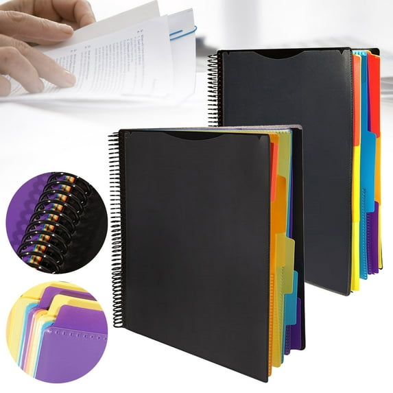 6/12 Pocket Project Organizer Grey Tear Resistant Poly Letter Size Folder with Assorted Tabs