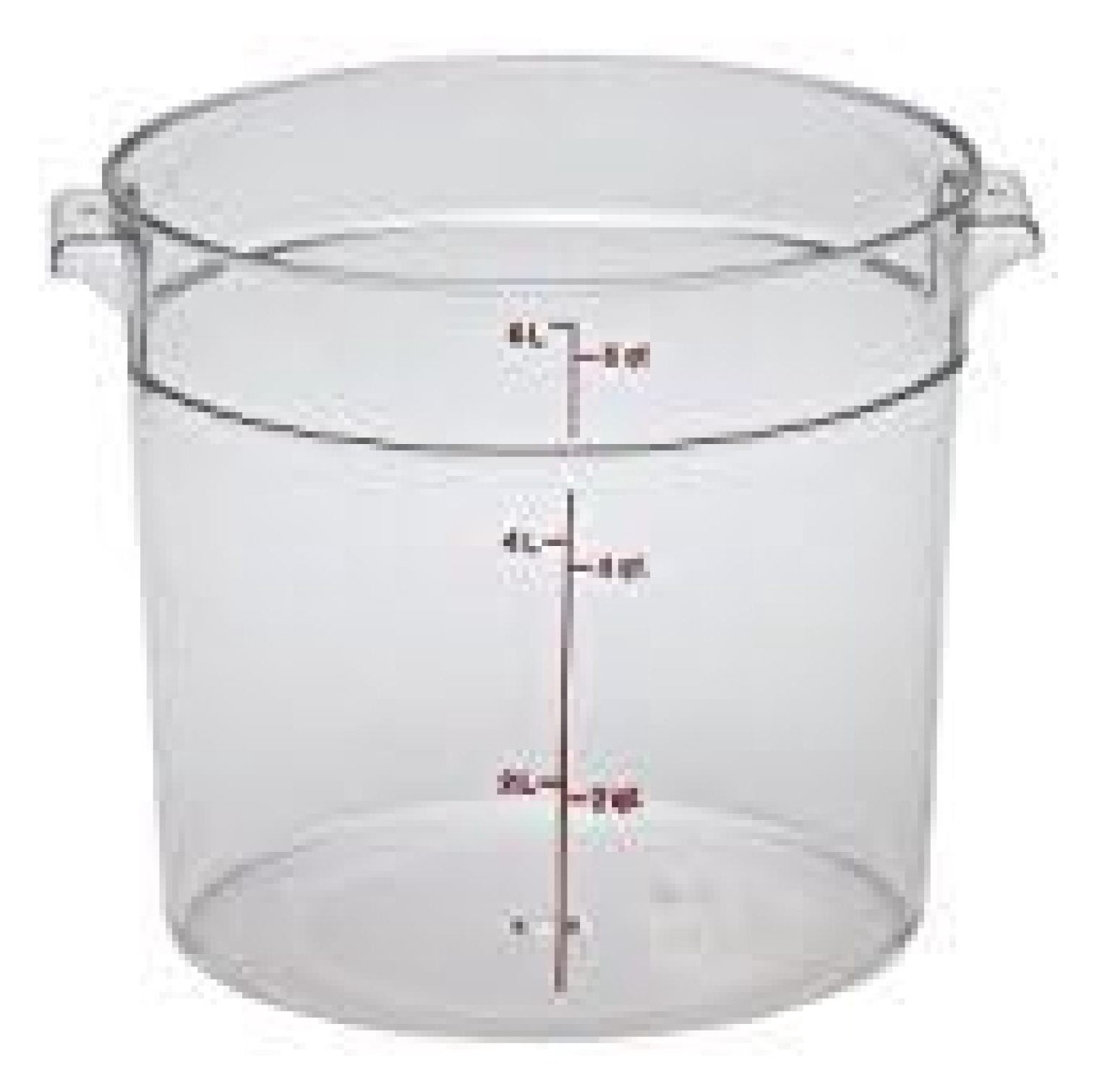 Winco 12 Quart Polycarbonate Round Food Storage Container - Clear With Measurement Markings
