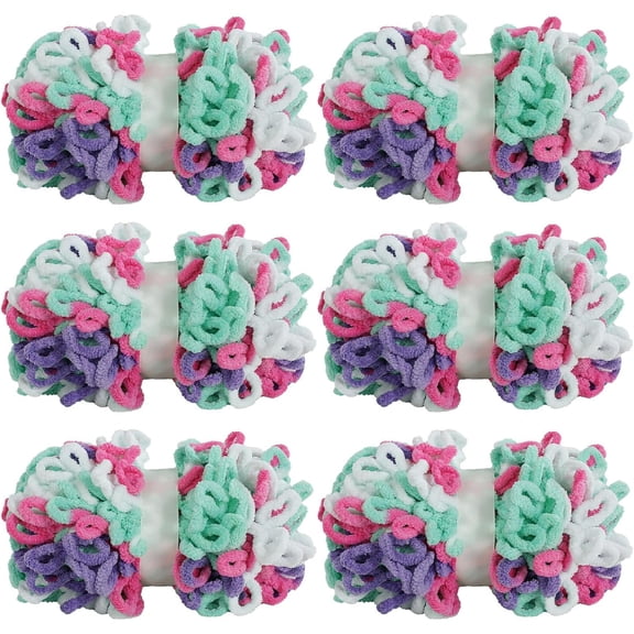 6/12 Skein Bulky Loop Yarn for Finger Knitting Soft,Off The Hook Loop Yarn,No-Needle Craft Chenille Yarn for Crocheting,Royal Blue Hand-Knitting Yarn