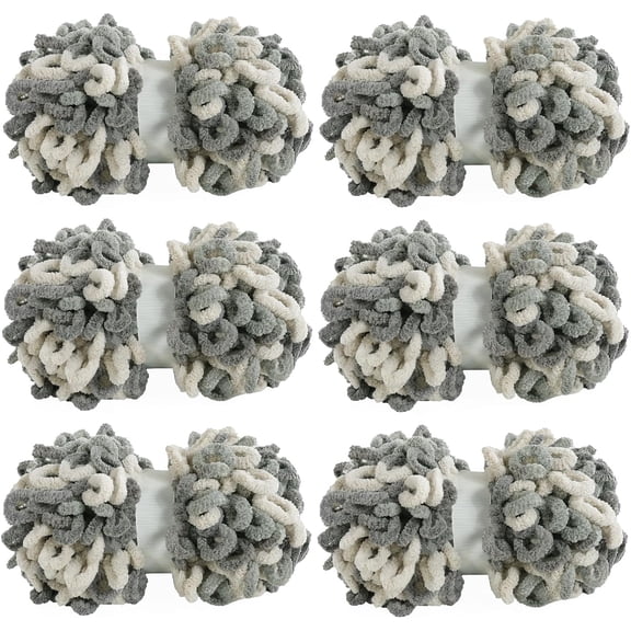 6/12 Skeins Bulky Loop Yarn for Finger Knitting Soft Off The Hook Loop Yarn, No-Needle Craft Chenille Yarn for Crocheting, Hand-Knitting Yarn (9.8 yds,3.5 oz Each Skein)
