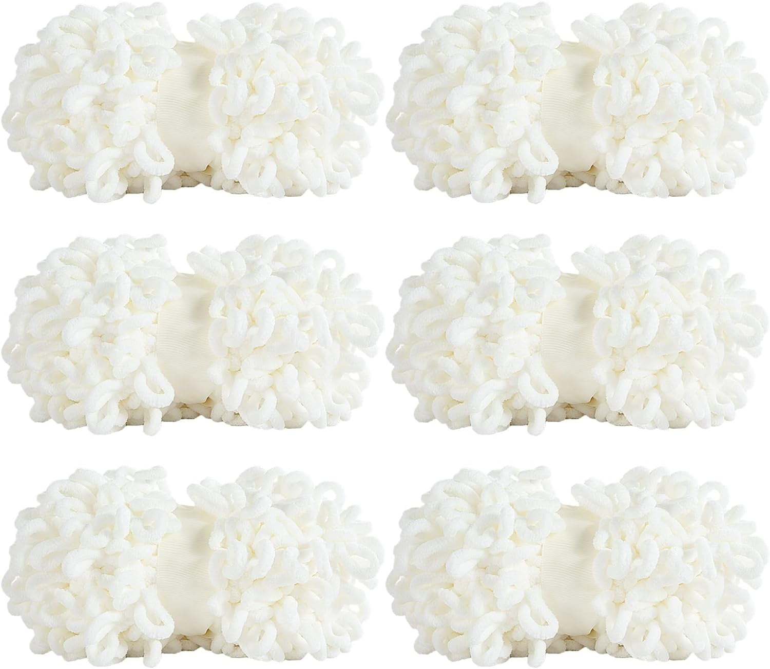 6/12 Skeins Bulky Loop Yarn for Finger Knitting Soft Off The Hook Loop Yarn, No-Needle Craft Chenille Yarn for Crocheting, Hand-Knitting Yarn (9.8 yds,3.5 oz Each Skein)
